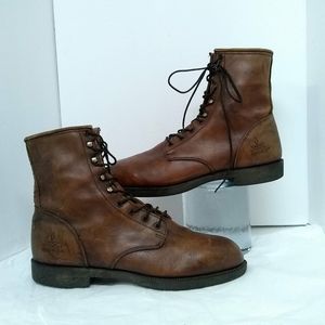 Durango Combat Boots Brown Leather Men's Loop Lace Up Size 13D